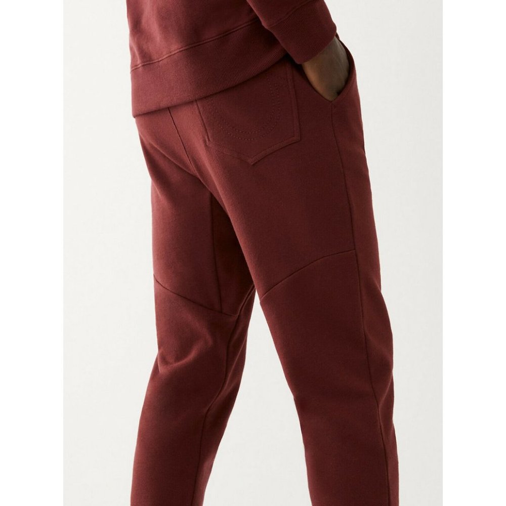 True Religion Men's Great Revolt Solid Jogger Sweatpants in Maroon - Picture 3 of 5
